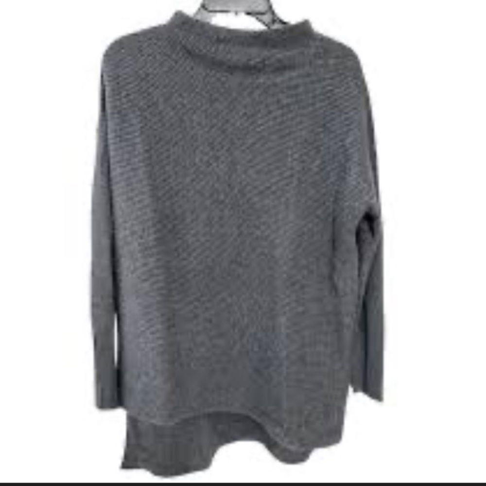 Nordstrom Signature 100% cashmere Charcoal Cowl Neck Sweater asymmetrical size M
